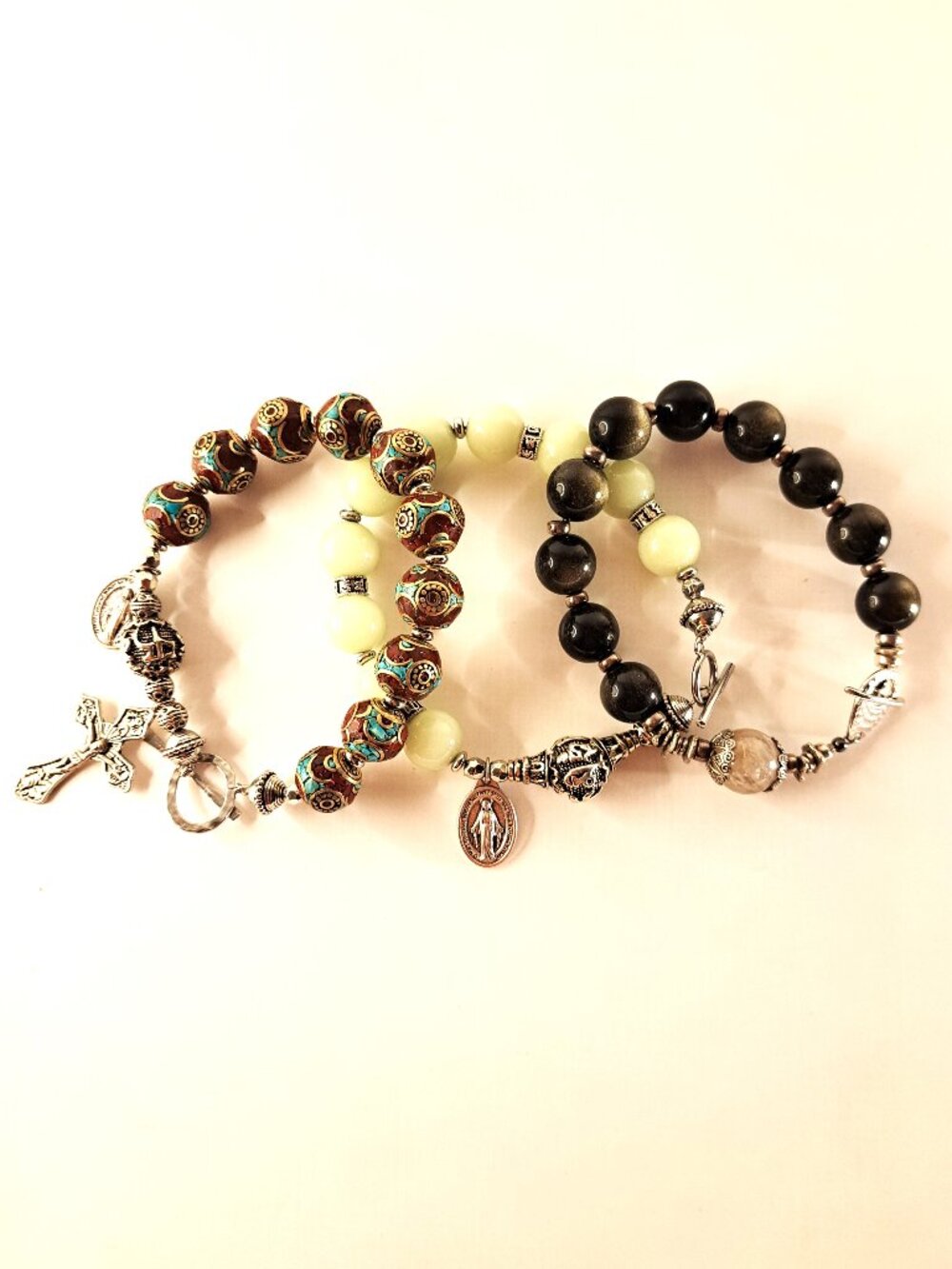 Wholesale Craft Lot 12 Men's Gemstone Rosary Bracelets For Repair As-Is